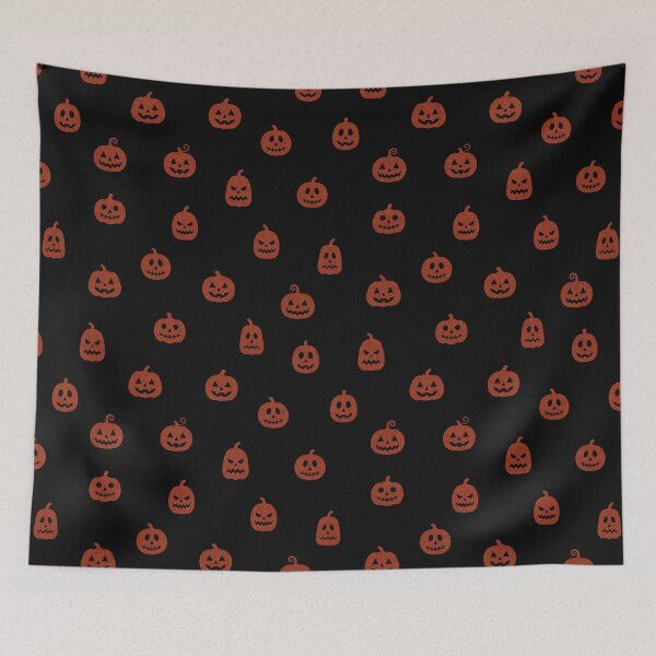 Item preview, minimal cute icon pumpkin preppy halloween textured Midnight Black designed and sold by RenattaZare.