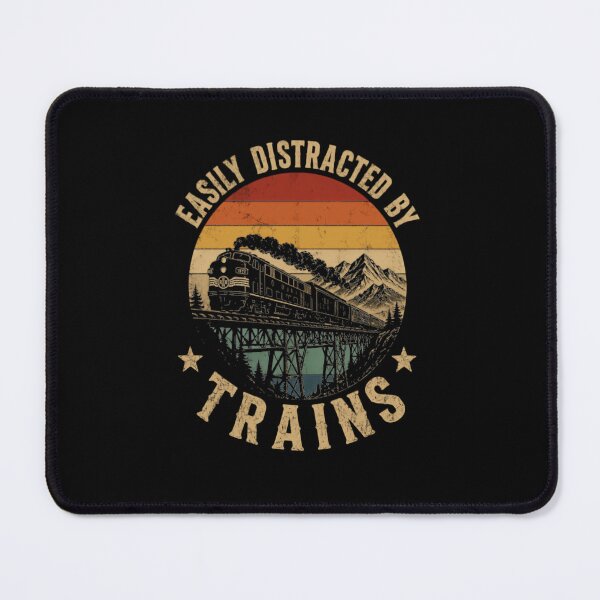 Item preview, Easily Distracted By Trains Train Enthusiast Railroad Lover Hobby designed and sold by RetroMini2026.