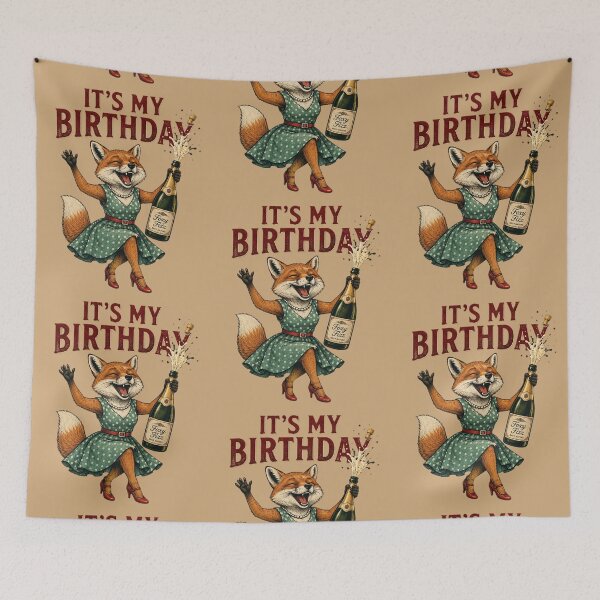 Item preview, Party Fox It's My Birthday Celebration Vintage Style designed and sold by thoughtswear.