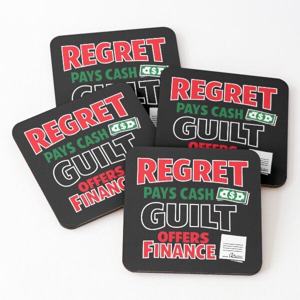 Item preview, Regret Pays Cash Guilt Offers Finance Motivational Quote designed and sold by TeeTimeTreasure.