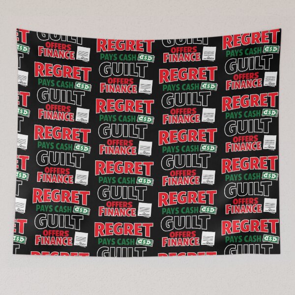Item preview, Regret Pays Cash Guilt Offers Finance Motivational Quote designed and sold by TeeTimeTreasure.
