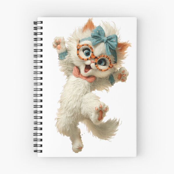 Item preview, Happy Nerdy Kitten with Glasses Jumping designed and sold by Moody Vibes Studio.