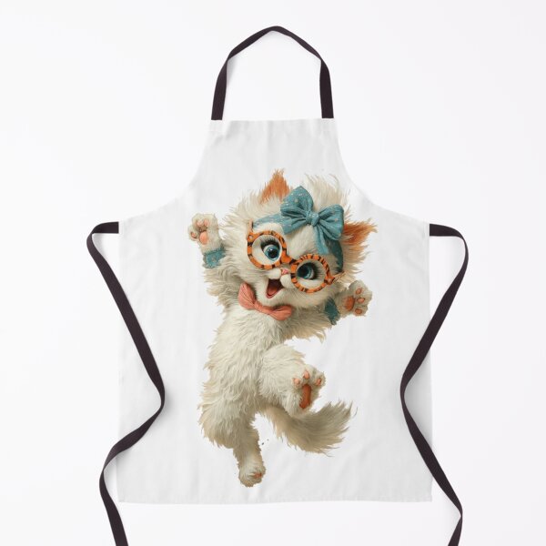 Item preview, Happy Nerdy Kitten with Glasses Jumping designed and sold by Luna's World - Moody Vibes Studio.