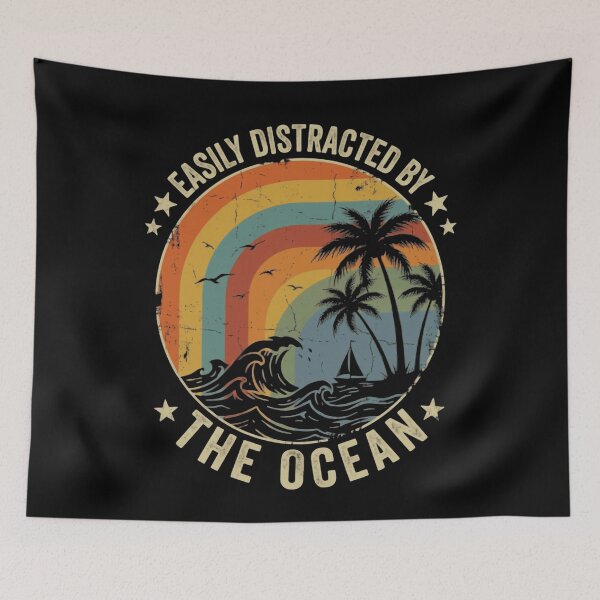 Item preview, Easily Distracted By The Ocean Beach Lover Vacation Travel Enthusiast designed and sold by RetroMini2026.