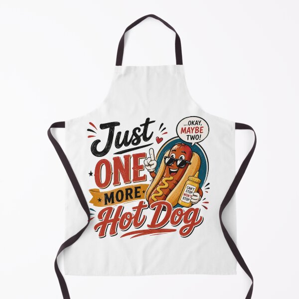 Item preview, Just One More Hot Dog Funny Cute Cartoon Food Lover BBQ Design designed and sold by Artimax-Studio.