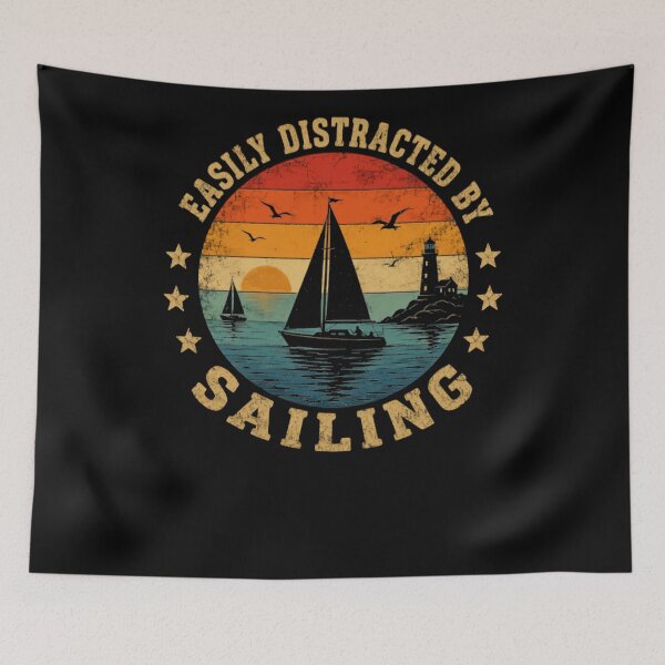 Item preview, Easily Distracted By Sailing Boating Enthusiast Ocean Lover designed and sold by RetroMini2026.