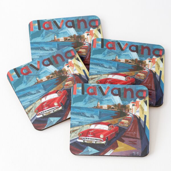 Item preview, Havana – Vintage Painted Travel Art Print | Cuba Classic Car Poster designed and sold by OzzFrequency.