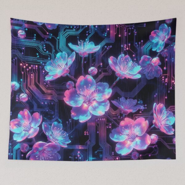 Item preview, Glowing Cyber Jellyfish Fantasy Flower Pattern designed and sold by IntelliMindDesigns.
