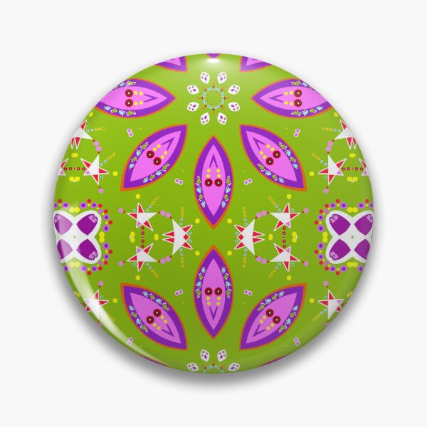 Item preview, Bold Green and Pink Retro Star Mandala Pattern designed and sold by Tinsleybluebell.