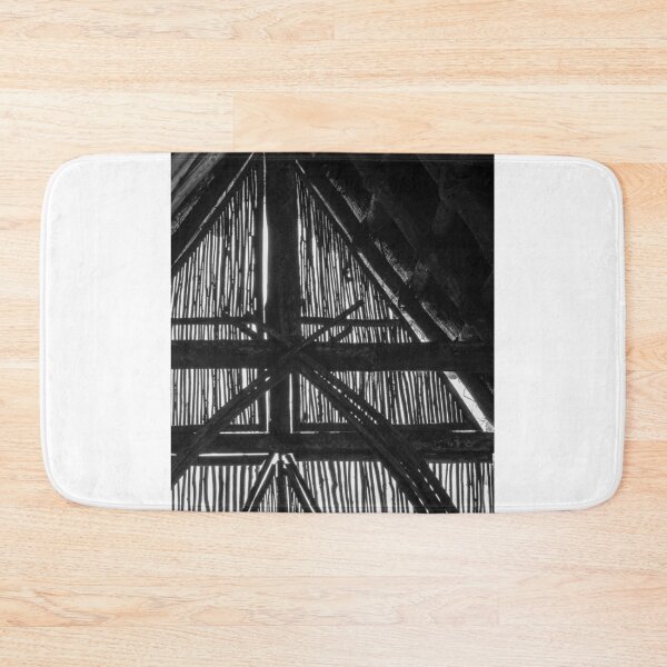 Item preview, Thatched Roof Interior With Wooden Beams, Rafters and Rope Ties in Rustic Traditional Construction designed and sold by Nmallia.