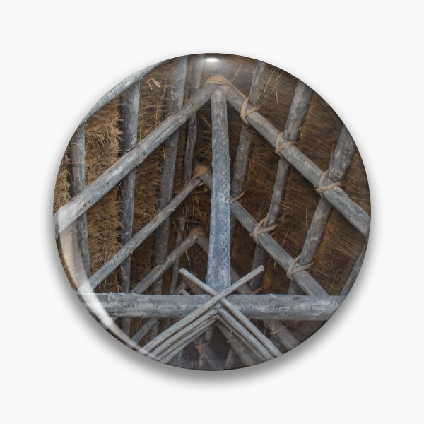 Item preview, Thatched Roof Interior With Wooden Beams, Rafters and Rope Ties in Rustic Traditional Construction designed and sold by Nmallia.