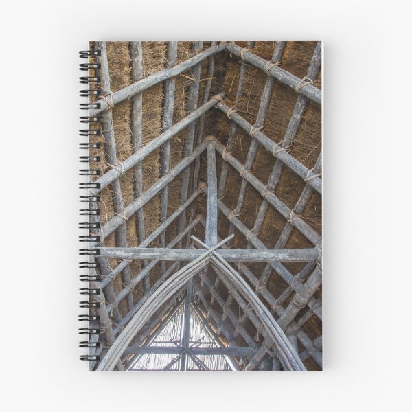 Item preview, Thatched Roof Interior With Wooden Beams, Rafters and Rope Ties in Rustic Traditional Construction designed and sold by Nmallia.