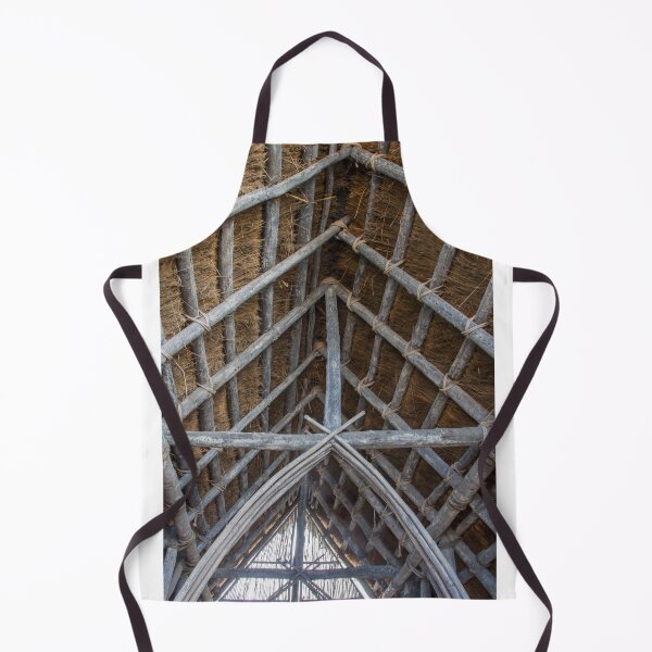 Item preview, Thatched Roof Interior With Wooden Beams, Rafters and Rope Ties in Rustic Traditional Construction designed and sold by Nmallia.