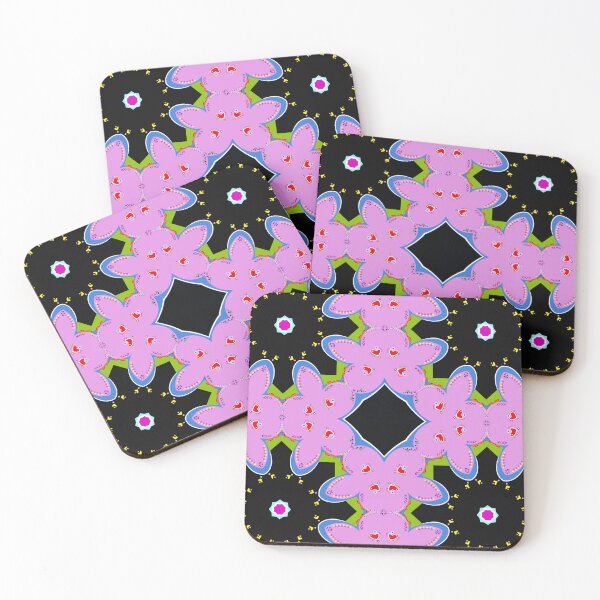 Item preview, Vibrant Black and Pink Heart Mandala Pattern designed and sold by Tinsleybluebell.