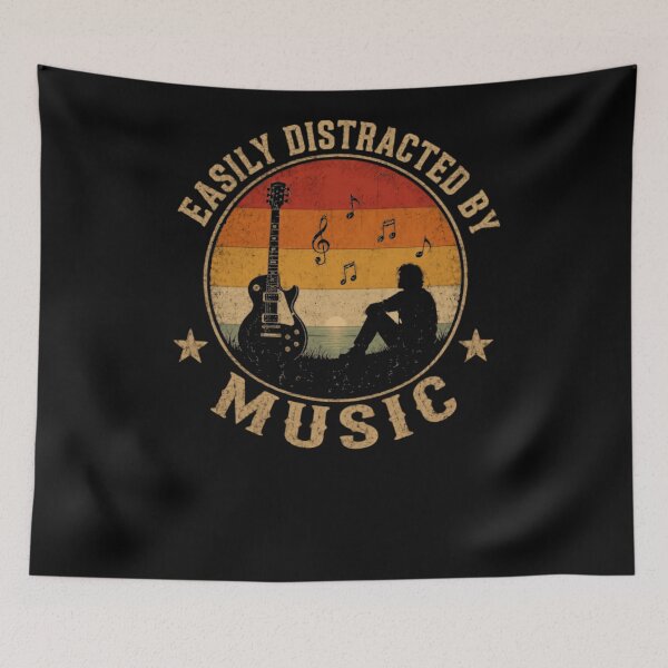Item preview, Easily Distracted By Music Musician Guitar Player designed and sold by RetroMini2026.