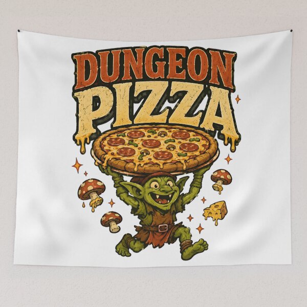 Item preview, Dungeon Pizza Vintage Mascot designed and sold by Drofted.