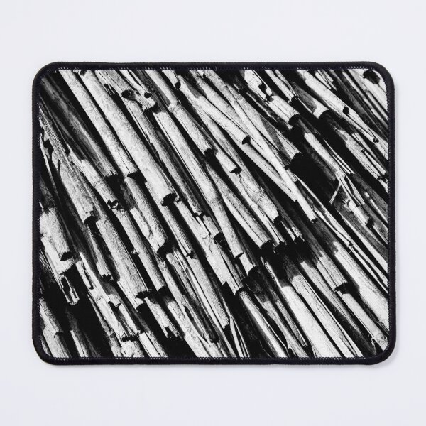 Item preview, Black and White Thatch Roof Texture Close-Up With Diagonal Bamboo Pattern and High-Contrast Lines designed and sold by Nmallia.