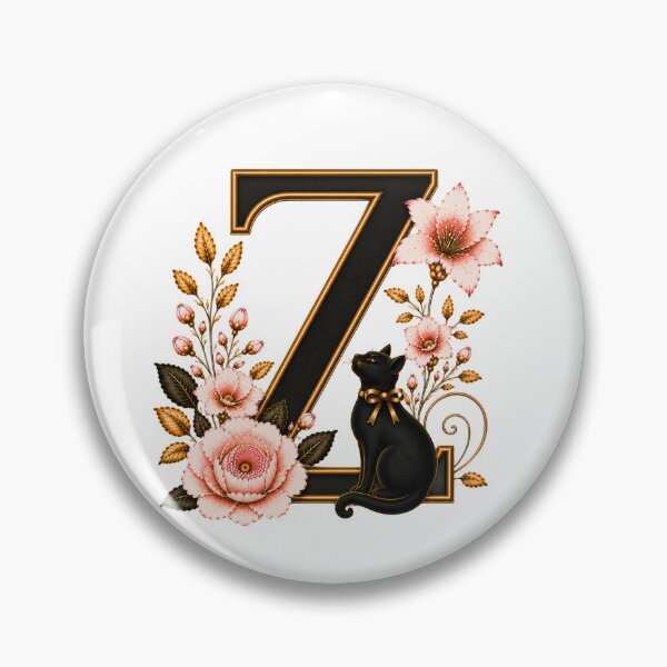 Item preview, Floral Letter Z with Black Cat | Elegant Botanical Monogram | Vintage Alphabet Initial designed and sold by MoodLay.