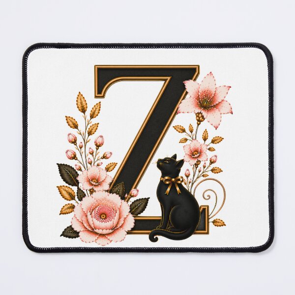 Item preview, Floral Letter Z with Black Cat | Elegant Botanical Monogram | Vintage Alphabet Initial designed and sold by MoodLay.