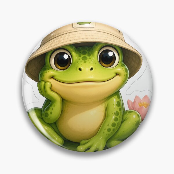 Item preview, Cute Frog with Bucket Hat on Lily Pad Sticker designed and sold by ColorBloom99.