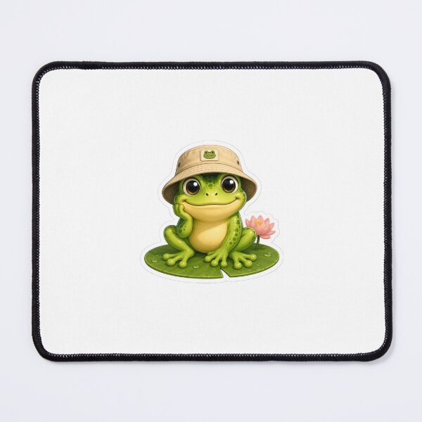 Item preview, Cute Frog with Bucket Hat on Lily Pad Sticker designed and sold by ColorBloom99.