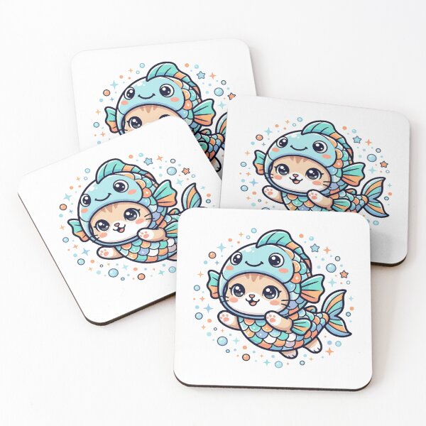 Item preview, Adorable Chibi Kitten in Fish Costume designed and sold by  Cat Lady.