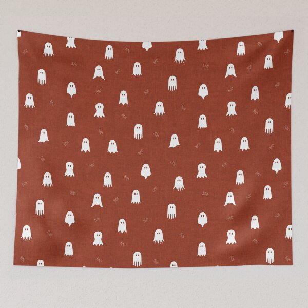 Item preview, minimal cute icon ghost preppy halloween textured Brick Red designed and sold by RenattaZare.