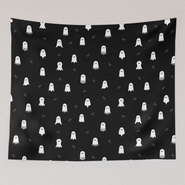 Item preview, minimal cute icon ghost preppy halloween textured Midnight Black designed and sold by RenattaZare.