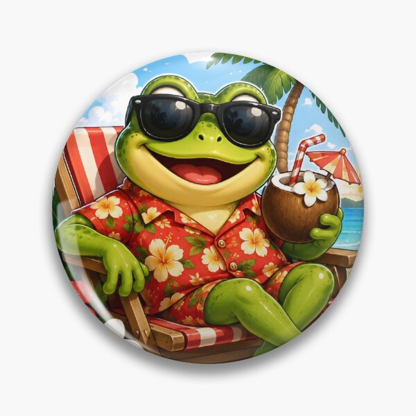Item preview, Cute Frog Relaxing in Beach Chair Sticker designed and sold by ColorBloom99.