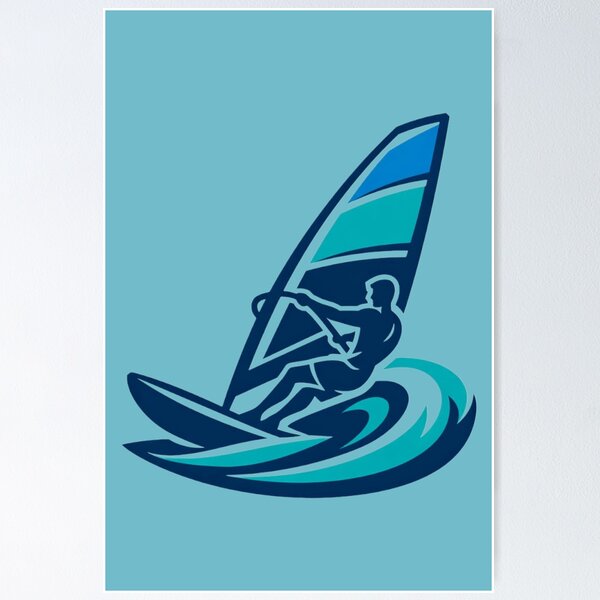 Item preview, Sea Vibes - Blue Windsurfer Silhouette designed and sold by SilentPowerArt.