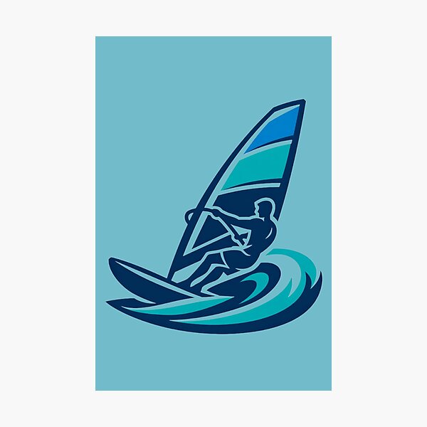 Item preview, Sea Vibes - Blue Windsurfer Silhouette designed and sold by SilentPowerArt.