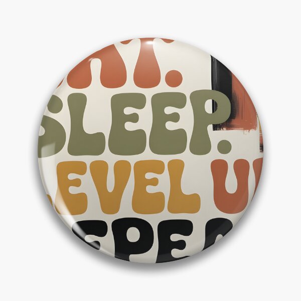 Item preview, Retro Groovy Eat Sleep Level Up Repeat Quote designed and sold by PixelThrive.