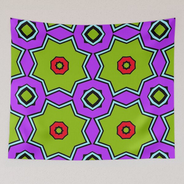 Item preview, Vibrant Green and Purple Star Geometric Mandala designed and sold by Tinsleybluebell.