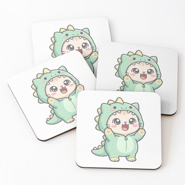 Item preview, Cute Chibi Kitten in Dinosaur Onesie designed and sold by  Cat Lady.