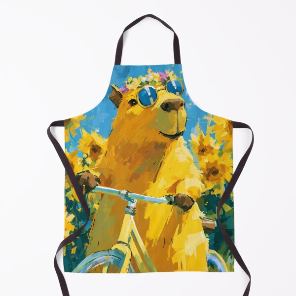 Item preview, Happy Capybara Sunflower Field Blue Sunglasses Art designed and sold by UhuCriei .