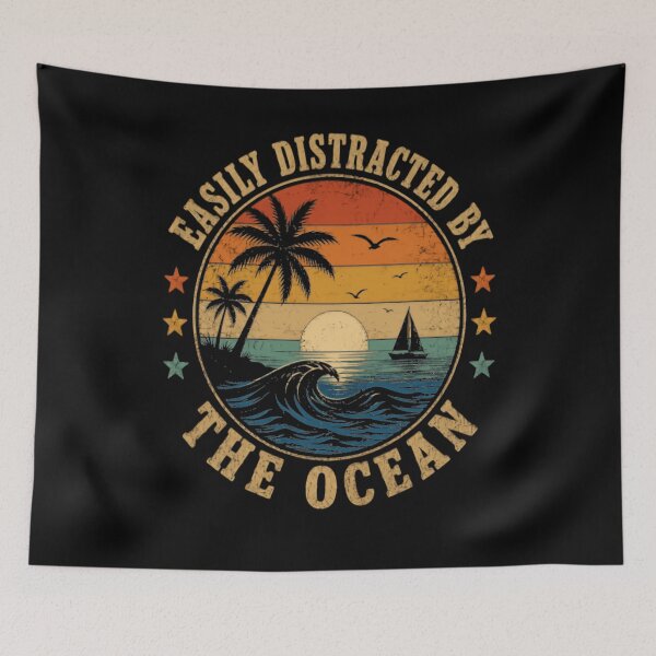 Item preview, Easily Distracted By The Ocean Beach Summer Vacationer Marine Coastal designed and sold by RetroMini2026.