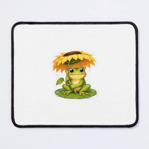 Item preview, Cute Frog Holding Sunflower Umbrella on Lily Pad Sticker designed and sold by ColorBloom99.