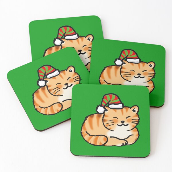 Item preview, Cute Orange Tabby Cat in Santa Hat Christmas Holiday designed and sold by CuteCartoon.