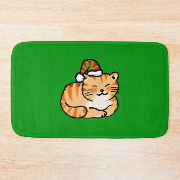Item preview, Cute Orange Tabby Cat in Santa Hat Christmas Holiday designed and sold by CuteCartoon.