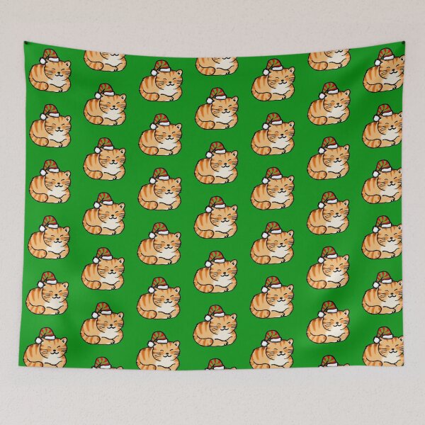 Item preview, Cute Orange Tabby Cat in Santa Hat Christmas Holiday designed and sold by CuteCartoon.