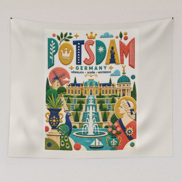 Item preview, Potsdam Germany Sanssouci Palace Embroidered Travel Illustration designed and sold by Witsprings.
