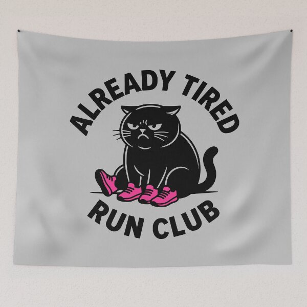 Item preview, Already Tired Run Club Ironic Grumpy Cat designed and sold by MavtM.
