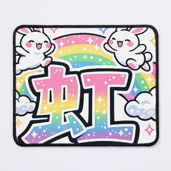 Item preview, Rainbow Rabbit Kanji Sticker – Kawaii Bunny Jumping on the Rainbow | Japanese Fantasy Aesthetic designed and sold by kawaii animal store (in Japan).