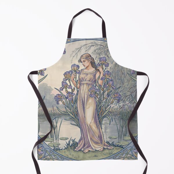 Item preview, Art Nouveau Iris Lady Wall Art Inspired by Mucha – Elegant Belle Époque Floral Decorative Print designed and sold by Tamas Das.