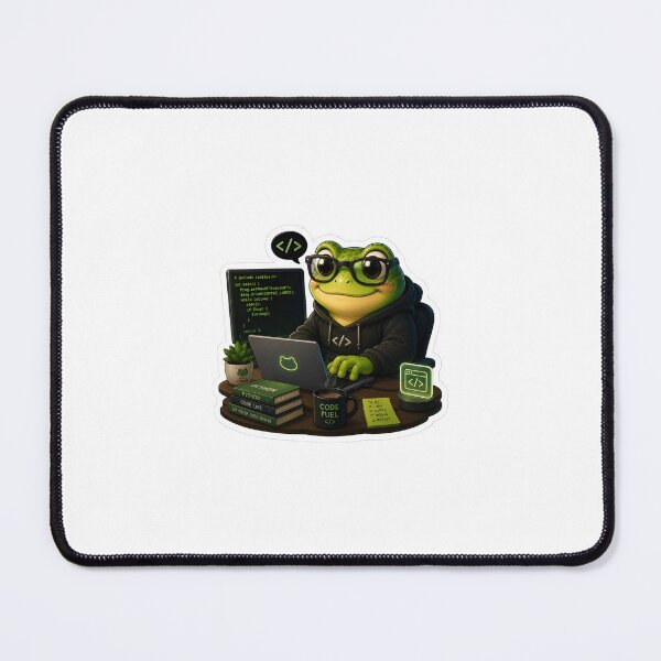Item preview, Cute Programmer Frog Coding Desk Setup Sticker designed and sold by ColorBloom99.