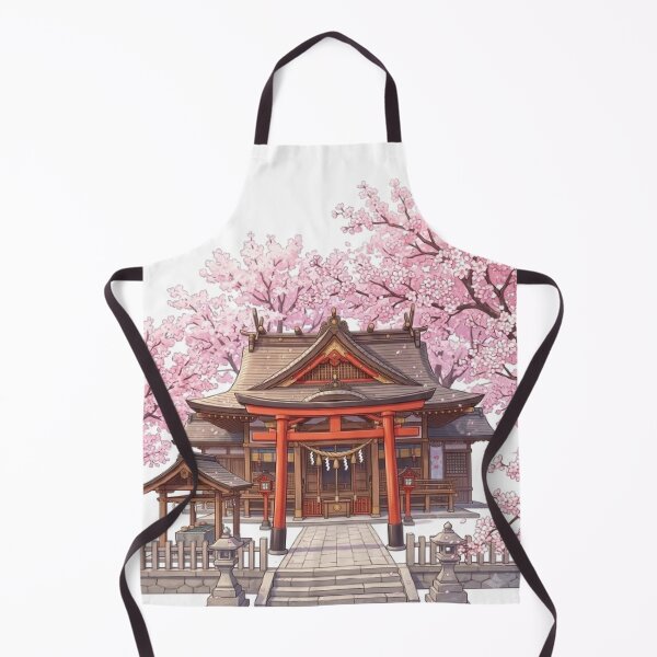 Item preview, Cherry Blossoms and Traditional Japanese Shrine Illustration designed and sold by vekotpu.