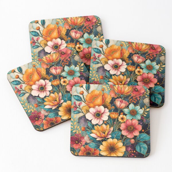 Item preview, Flowers in Pink Teal and Orange designed and sold by Jessielee72.
