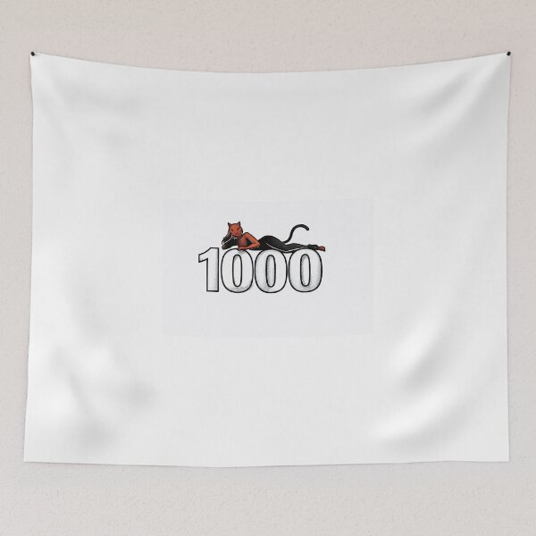 Item preview, 1000 mile stone numbers and cat woman on it  designed and sold by wallartofmio.