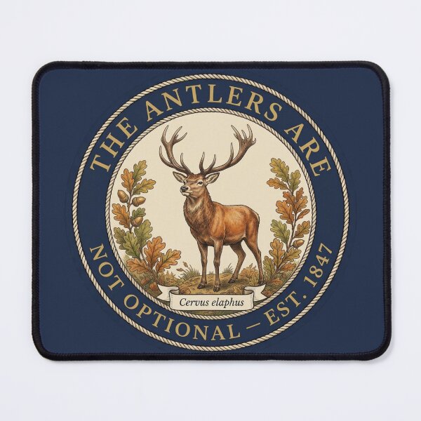 Item preview, The Antlers Are Not Optional Red Deer Humor Badge designed and sold by CalmCapy Co.