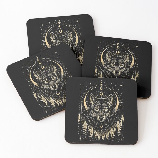 Item preview, Mystic Wolf Moon Phases Vintage Celestial Art designed and sold by Mystic & Celestial Art.